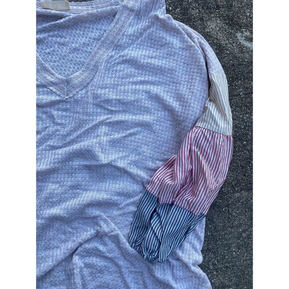 Chrysanthemum women size Medium top v Neck boho long sleeve - Picture 2 of 5